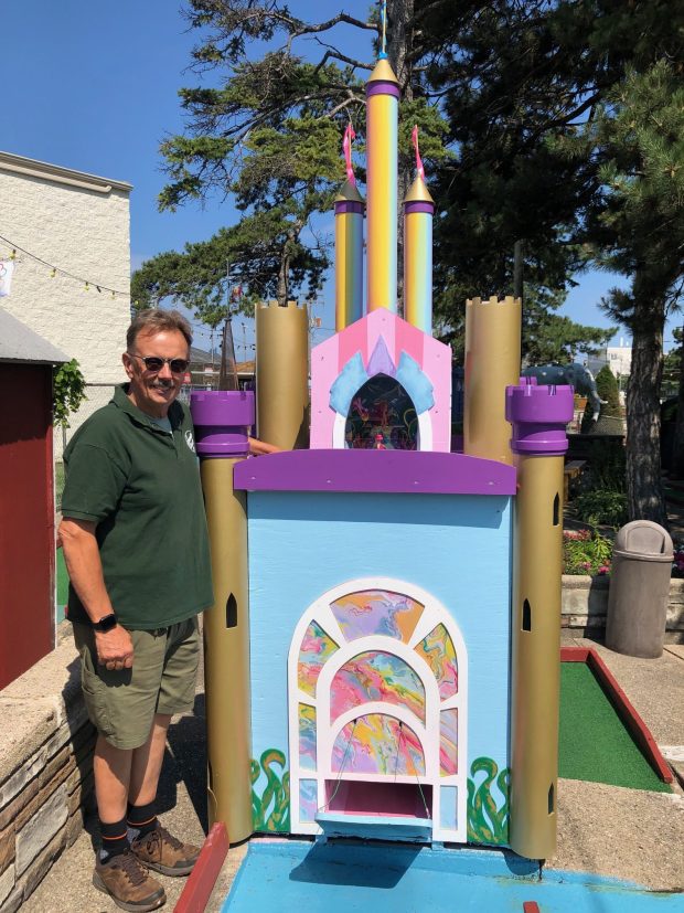 Craig Klatzco, owner of Novelty Golf, an iconic Lincolnwood mini-golf course and related business to the Bunny Hutch hot dog stand, stands next to the My Little Pony mini-golf hole, popular with kids. The business is celebrating 75 years with live music and special prices July 18-20.