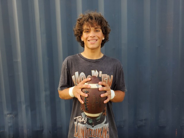 Back for his second season as starting quarterback, junior Niko Villacci led Oswego East through its first practice of the season on Monday, Aug. 12, 2024. (Paul Johnson / The Beacon-News)