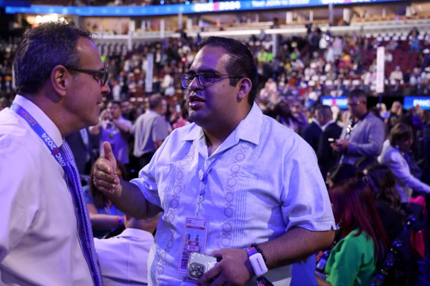 Lake County Clerk Anthony Vega, Tuesday, Aug. 20, 2024, during the Democratic National Convention at the United Center. (Brian Cassella/Chicago Tribune)