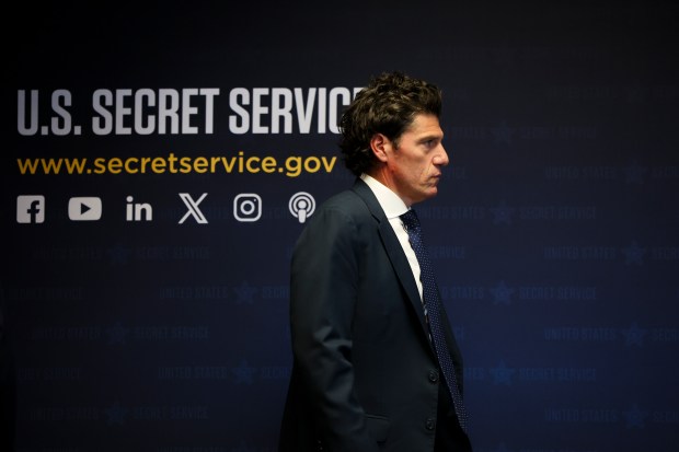 Deputy Special Agent in Charge Derek Mayer arrives at a press conference at the United States Secret Service Field Office regarding the security measures for the 2024 Democratic National Convention on July 25, 2024. (Eileen T. Meslar/Chicago Tribune)