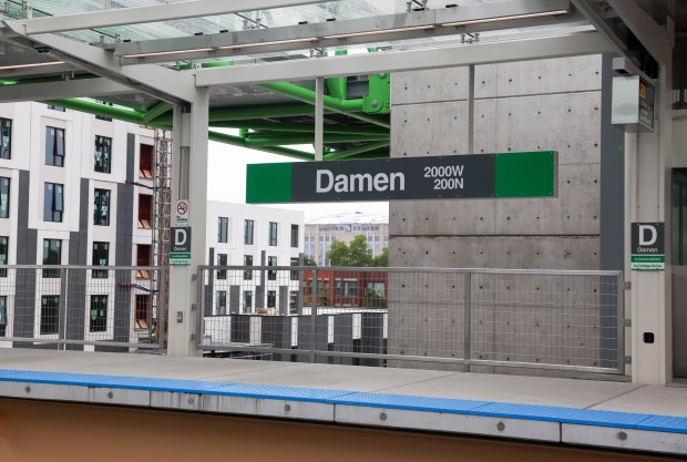 The Damen Green Line station at Damen Avenue and Lake Street in the Near West Side opened on Aug. 5, 2024. (Eileen T. Meslar/Chicago Tribune)