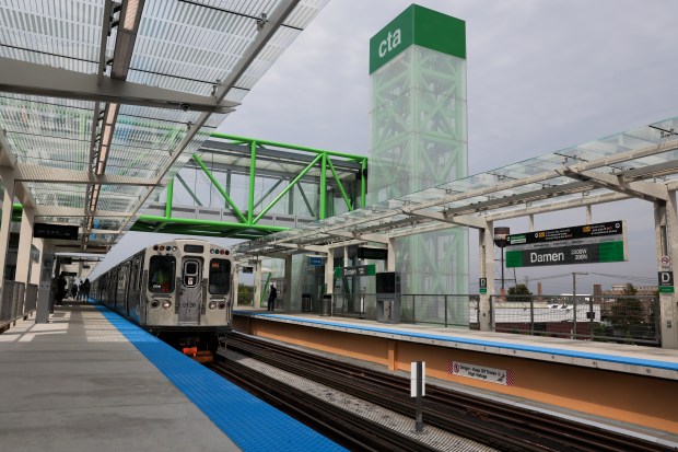 The Damen Green Line Station at Damen Avenue and Lake Street in the Near West Side opened on Aug. 5, 2024. (Eileen T. Meslar/Chicago Tribune)