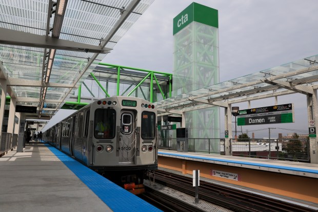 The CTA's Damen Green Line station at Damen Avenue and Lake Street on the Near West Side opened on Aug. 5, 2024. (Eileen T. Meslar/Chicago Tribune)