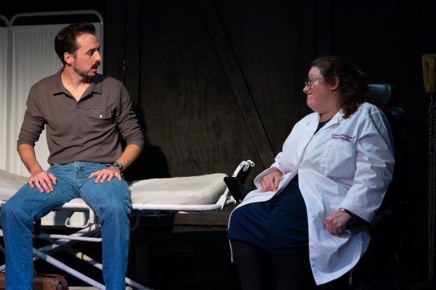 Peter Ferneding and Tamara Rozofsky in "The Normal Heart" by Redtwist Theatre. (Tom McGrath)