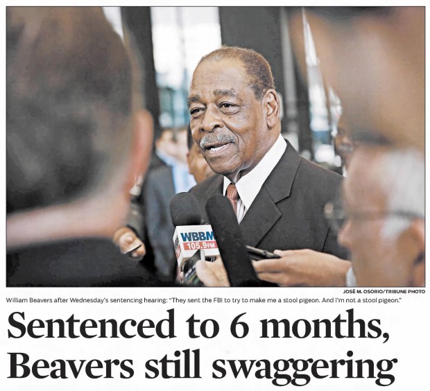 Minutes after he was sentenced to six months in prison on Sept. 25, 2013, former Cook County Commissioner William Beavers stood in the lobby of the Dirksen U.S. Courthouse, flashed a grin and insisted life was good. (Chicago Tribune)