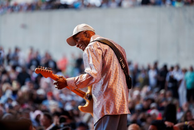 Buddy Guy performs at Blues Fest in Millennium Park, June 9, 2024 in Chicago. (Armando L. Sanchez/Chicago Tribune)