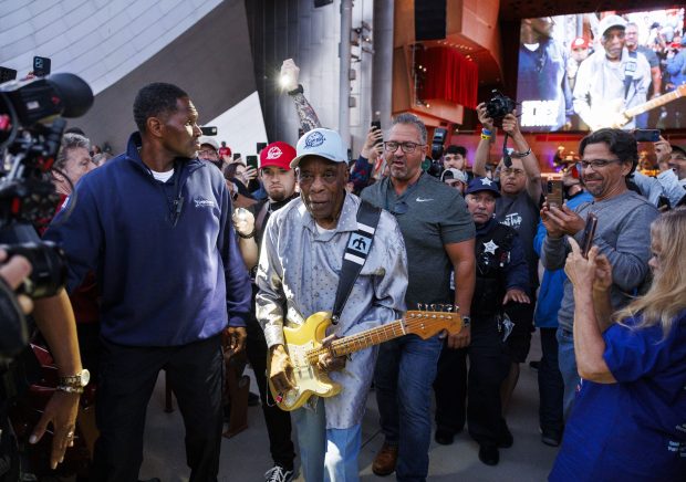 Buddy Guy walks through the audience while performing at Blues Fest in Millennium Park on June 9, 2024 in Chicago. (Armando L. Sanchez/Chicago Tribune)