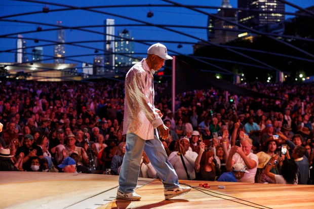 Buddy Guy walks off stage after performing at Blues Fest in Millennium Park on June 9, 2024. (Armando L. Sanchez/Chicago Tribune)