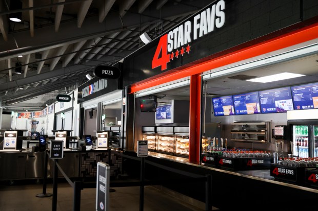 Newly designed concession stands at Soldier Field on Wednesday, Aug. 28, 2024. (Eileen T. Meslar/Chicago Tribune)