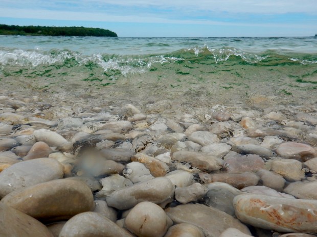 Stones at Schoolhouse Beach in Washington Island, Wisconsin in 2018. (David Underwood/Education Images/Universal Images Group)