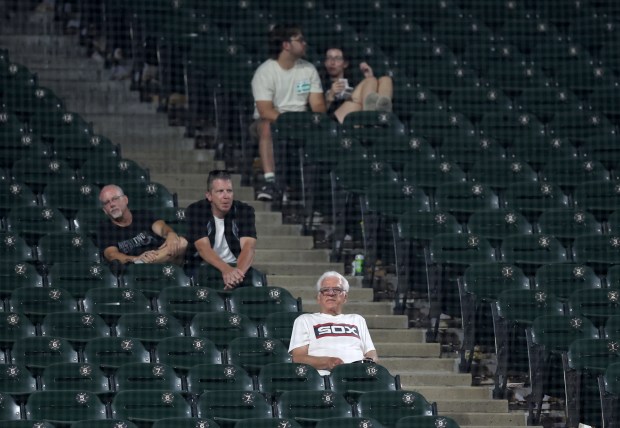 A Chicago White Sox fan sits in his seat after a Sox loss to the Kansas City Royals at Guaranteed Rate Field in Chicago on July 30, 2024. (Chris Sweda/Chicago Tribune)