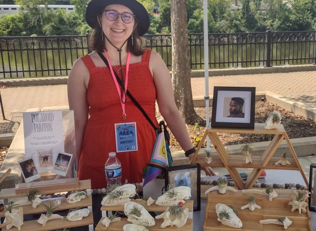 Air plants growing from skulls and bones were sold Saturday by Chicagoan Lauren Muskara at the Area 22 Arts, Crafts and Oddities Fair in downtown Elgin. (Mike Danahey/The Courier-News)