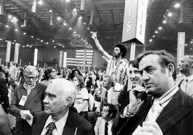 The Rev. Jesse Jackson yells to the chairman to get attention for a demand to get a 2/3rd vote during the 1972 Democratic Convention in Miami Beach, Florida, on July 10, 1972. Jackson and his group managed to prevent delegates controlled by Mayor Richard J. Daley from being seated.