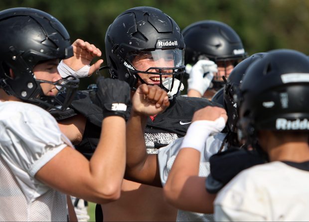 Jack Paris, Fenwick's Linebacker, during football team practice, in River Forest Thursday, Aug. 22, 2024 (James C. Svehla/for Pioneer Press)