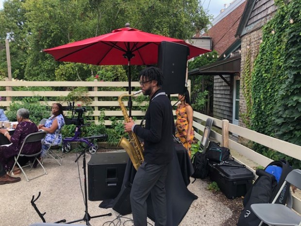 John Wesley entertained the crowd with his saxophone playing at the 140th anniversary celebration for Glencoe's St. Paul AME Church. (Daniel I. Dorfman/Pioneer Press)