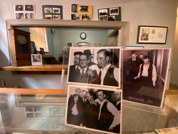 Photos and articles about John Dillinger's famed escape are a principal draw for true crime and history fans. His jail cell is a favorite stop for tour attendees. (Anna Ortiz/Post-Tribune)