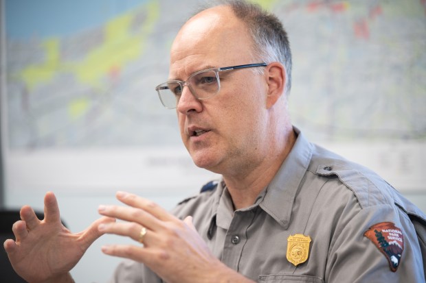 Indiana Dunes National Park superintendent Jason Taylor speaks about his first few months on the job during an interview at the Indiana Dunes National Park Headquarters in Chesterton on Thursday, Aug. 29, 2024. (Kyle Telechan/for the Post-Tribune)