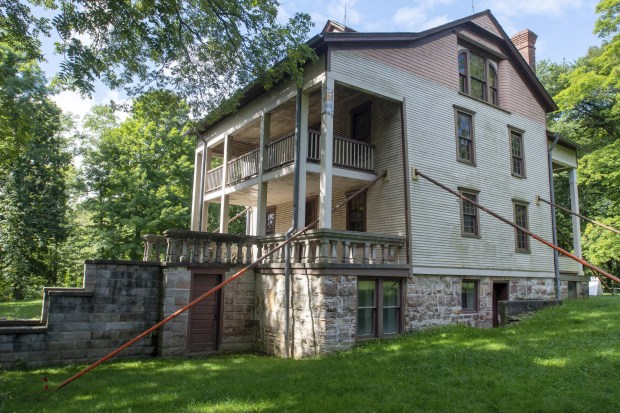 Braces put in place to shore up the house at the Bailly Homestead at the Indiana Dunes National Park in Porter, Indiana Friday August 26, 2022. (Andy Lavalley for the Post-Tribune)