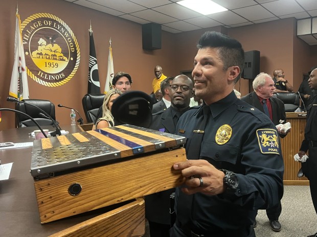 More than 100 people came to celebrate Jessie Hernandez's retirement Aug. 27, 2024, from the Lynwood Police Department after 21 years of service. (Olivia Stevens/Daily Southtown)