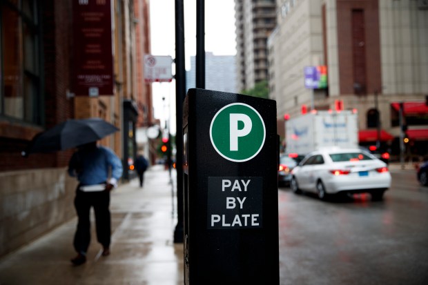 A parking meter in Chicago's Near North neighborhood on June 24, 2021. (Armando L. Sanchez/Chicago Tribune)