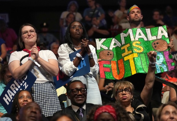 Supporters of Democratic presidential candidate, U.S. Vice President Kamala Harris and Democratic vice presidential candidate Minnesota Gov. Tim Walz look on during a campaign event on Aug. 6, 2024, in Philadelphia, Pennsylvania. (Andrew Harnik/Getty)