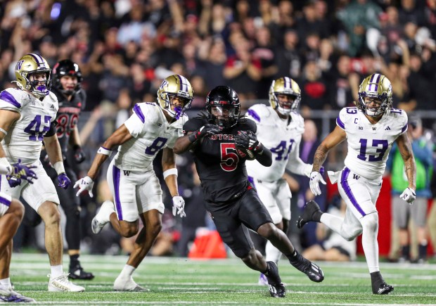 Rutgers running back Kyle Monangai carries the ball into the Washington secondary during the first half on Sept. 27, 2024, in Piscataway, N.J. (Andrew Mills/NJ Advance Media via AP)