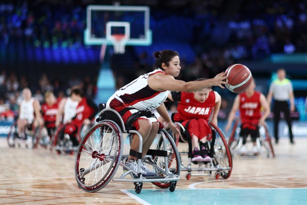 Ixhelt González in action during the preliminary round match against Japan during Wheelchair Basketball at the Paralympic Games at Bercy Arena on Sept. 2, 2024 in Paris. (Photo by Naomi Baker/Getty Images)