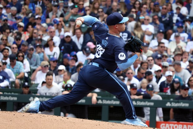 Cubs pitcher Jordan Wicks (36) throws against the Yankees in the second inning at Wrigley Field on Sept. 6, 2024. (Terrence Antonio James/Chicago Tribune)