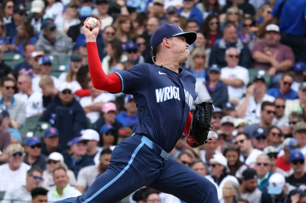 Cubs reliever Keegan Thompson (71) throws against the Yankees in the sixth inning at Wrigley Field on Sept. 6, 2024. (Terrence Antonio James/Chicago Tribune)