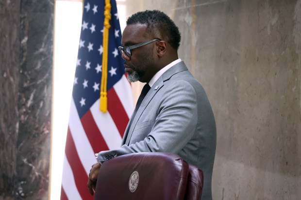 Chicago Mayor Brandon Johnson presides over a City Council meeting at City Hall on Wednesday, July 17, 2024. (Terrence Antonio James/Chicago Tribune)