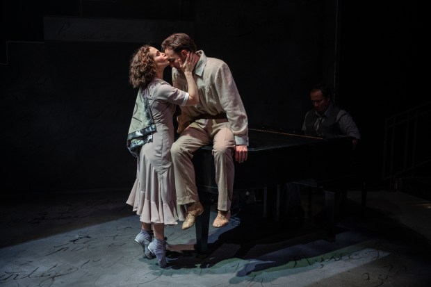 Emma Rosenthal and Jack Cahill-Lemme in "The Flying Lovers of Vitebsk" at Northlight Theatre. (Michael Brosilow)