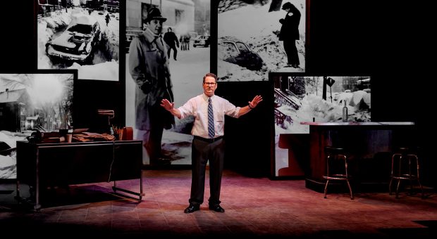 Mitchell Bisschop as Mike Royko in "Royko: The Toughest Man in Chicago" at Chopin Theatre. (Sarah Larson)