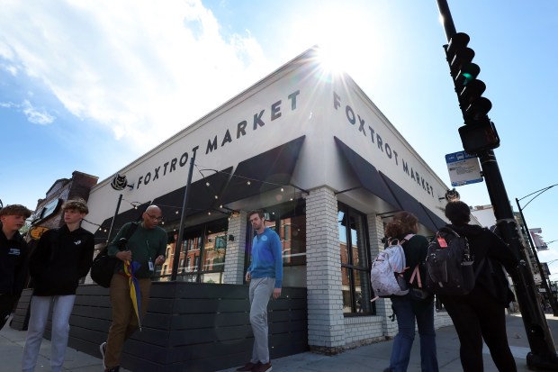 The Foxtrot Market store at North Avenue and Wells Street was abruptly and permanently closed, along with other Foxtrot Market locations in Chicago, on April, 23, 2024. (Terrence Antonio James/Chicago Tribune)