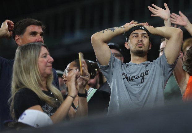 A fan looks on from the stands in the ninth inning of a White Sox-Royals game on July 30, 2024, at Guaranteed Rate Field. (Chris Sweda/Chicago Tribune)