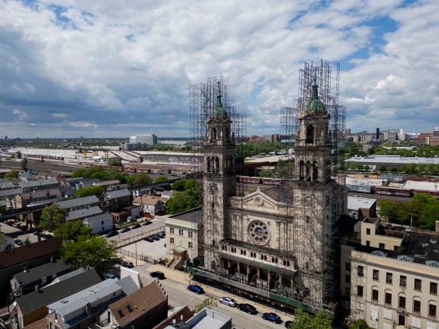 The St. Adalbert Church on Friday, May 10, 2024, in the Pilsen neighborhood of Chicago. (Vincent Alban/Chicago Tribune)