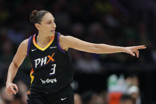 Diana Taurasi looks on during the second half of a Mercury game on Sept. 7, 2024. (Rio Giancarlo/Getty Images)