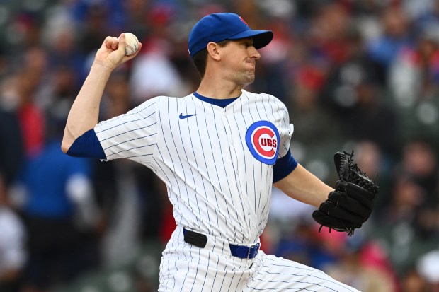 Cubs starter Kyle Hendricks delivers in the first inning against the Reds on Sept. 28, 2024, at Wrigley Field. (Quinn Harris/Getty)