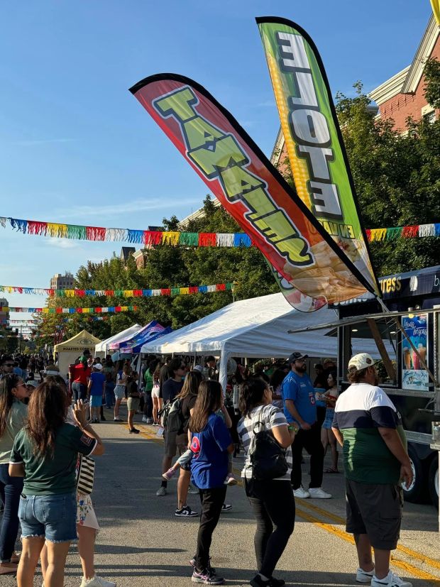 Crowds gather to buy food Saturday at the city of Elgin's La Fiesta de Elgin at Festival Park. The two-day event celebrated Mexican Independence Day. (City of Elgin)