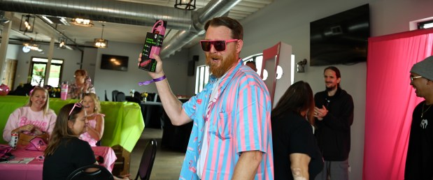 The best in show as Ken is Justin Lynch of Antioch. Lynch won a hot pink electrical cord plug during the competition at the launch party of Barbie's Birthday Bash-Family Style on Sept. 28, 2024 in downtown Antioch. (Karie Angell Luc/Lake County News-Sun)