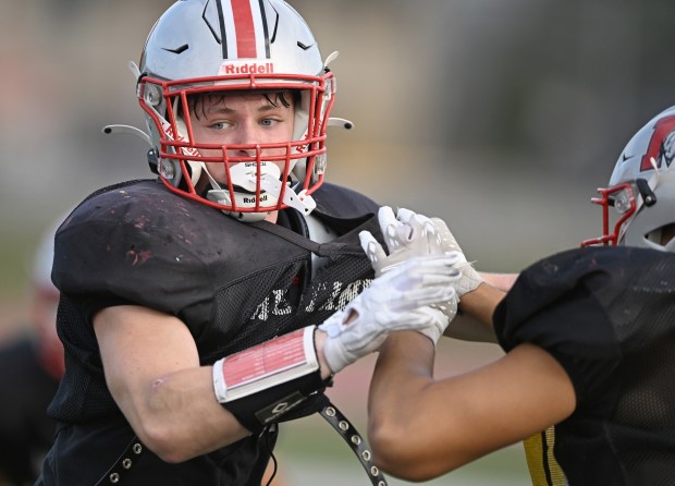 Mundelein's Ian Murray during Monday's practice. (Brian O'Mahoney for the News-Sun)