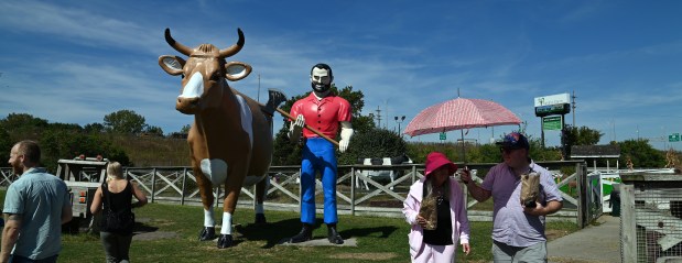 Sunny weather ranging at 80 degrees prevailed for Paul Bunyan and friends in the farmyard at Fall on the Farm at Lambs Farm in Libertyville on Sept. 14, 2024. (Karie Angell Luc/Lake County News-Sun)