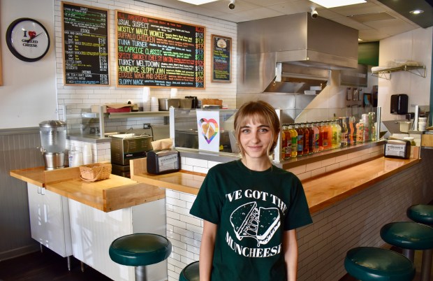 Allie Gliganic manages Everdine's Grilled Cheese Co. in downtown Naperville. She loves the variety of sandwiches available and the crew she works with, she says. (Steve Metsch/Naperville Sun)