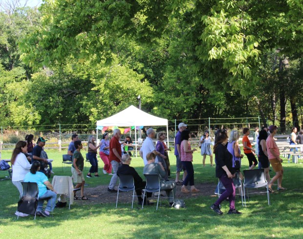 Participants learn to salsa dance at last year's Party for the Preserves at Thatcher Woods in River Forest. The event drew more than 350 people, organizers said. (Forest Preserves of Cook County)