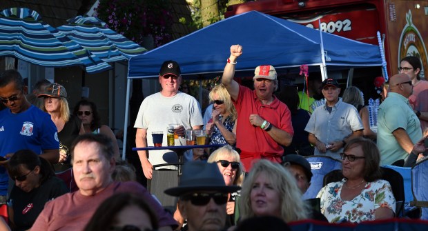 The golden hour of lighting at Rock the Block on Saturday, Sept. 14, 2024 in downtown Lake Zurich. (Karie Angell Luc/Pioneer Press)