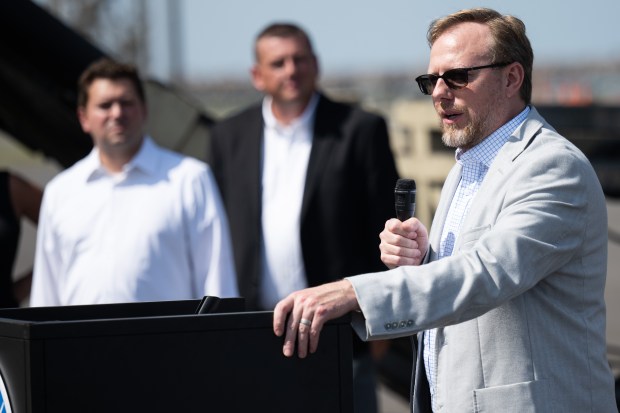 Ports of Indiana-Burns Harbor CEO Jody Peacock speaks during a grand opening ceremony for the newly-finished Berth 5 at the port on Thursday, Sept. 5, 2024. (Kyle Telechan/for the Post-Tribune)