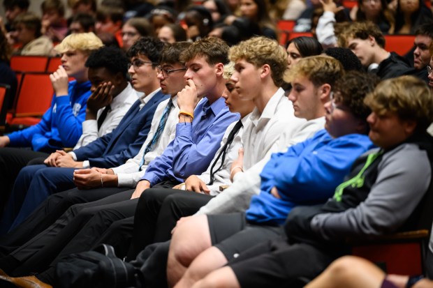 Portage High School students listen as an Indiana Court of Appeals oral argument is heard as part of the Appeals on Wheels program on Thursday, Sept. 26, 2024. (Kyle Telechan/for the Post-Tribune)