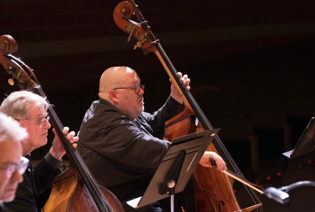 Double bassist Phillip W. Serna is among the musicians in the Illinois Philharmonic Orchestra. (Barry Butler Photography)