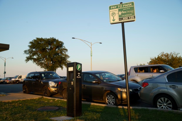 A parking meter sits near Montrose Harbor on Wednesday Aug. 10, 2022, in Chicago. Armando L. Sanchez/Chicago Tribune)