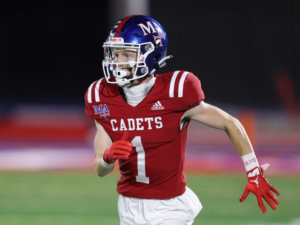 Marmion's Bryan Scales (1) follows the play during a non-conference game against St. Viator in Aurora on Friday, Sept. 13, 2024.(H. Rick Bamman / The Beacon News)