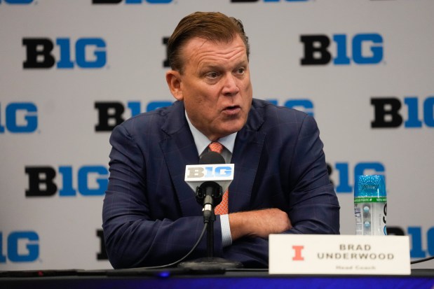 Illinois coach Brad Underwood speaks at Big Ten media day on Oct. 3, 2024, in Rosemont. (AP Photo/Erin Hooley)